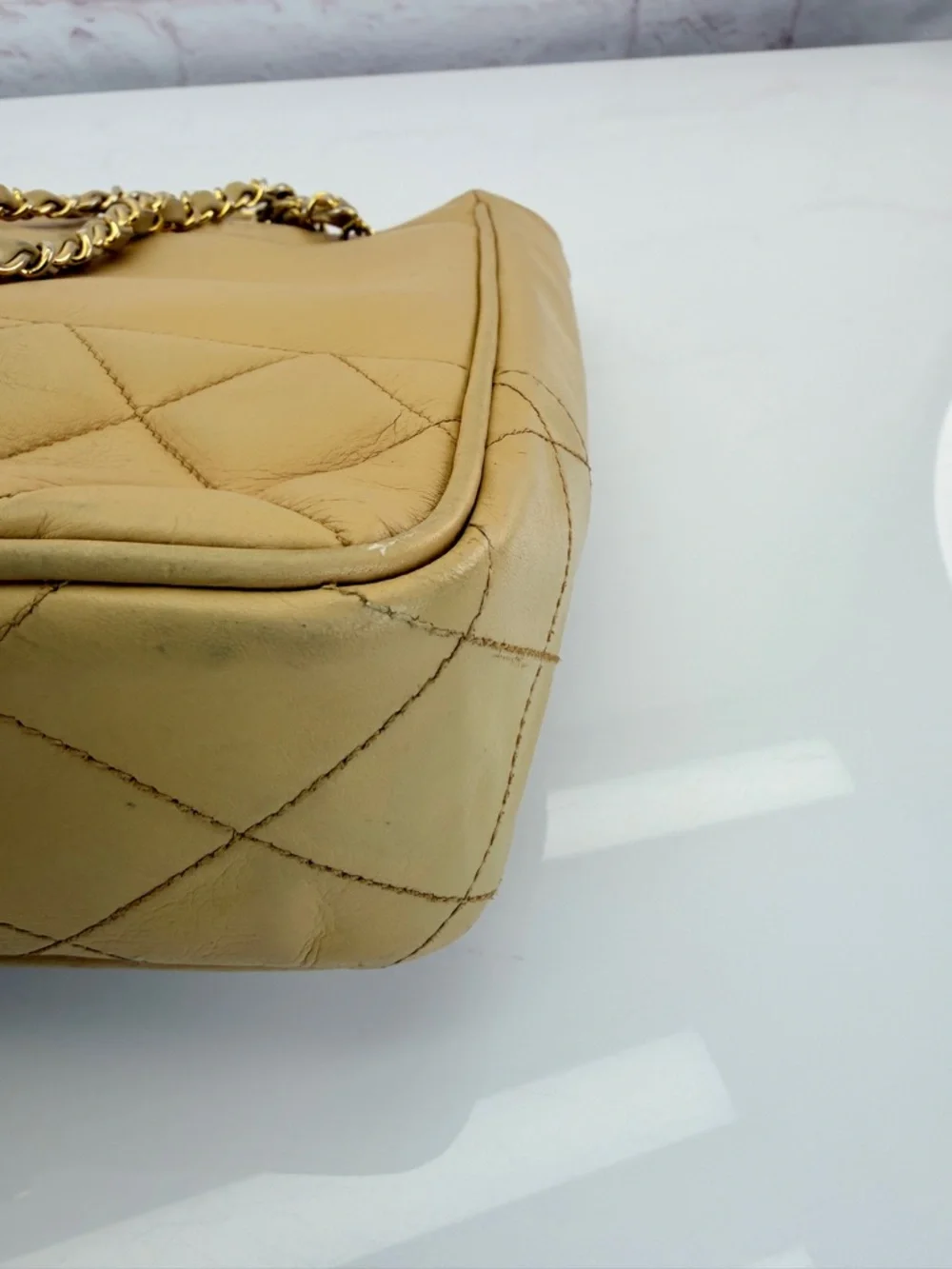 CHANEL Tan Matelasse Quilted Leather Shoulder Tote Vintage
